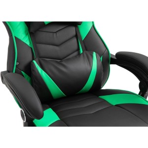 Silla gaming SENNA, reposapiés extensible, con cojines incluidos, en piel color negro