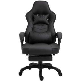 Silla gaming SENNA, reposapiés extensible, con cojines incluidos, en piel color negro 2