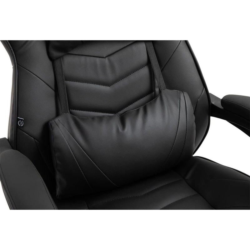 Silla gaming SENNA, reposapiés extensible, con cojines incluidos, en piel color negro
