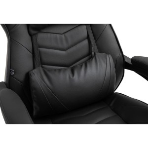 Silla gaming SENNA, reposapiés extensible, con cojines incluidos, en piel color negro
