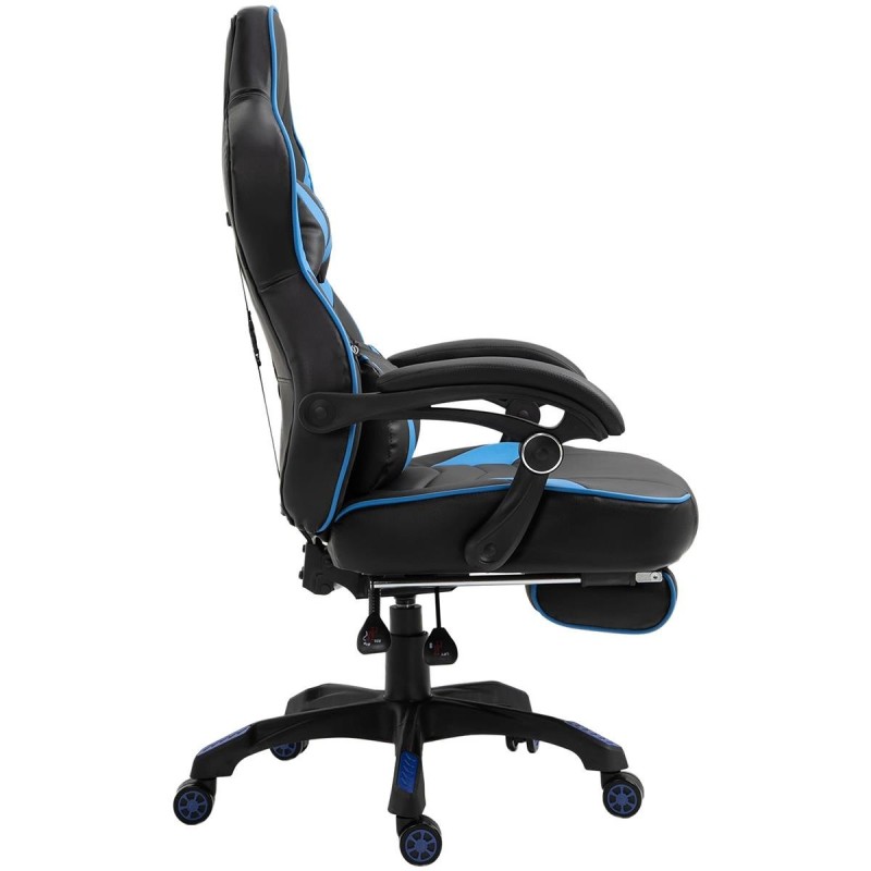 Silla gaming SENNA, reposapiés extensible, con cojines incluidos, en piel color negro