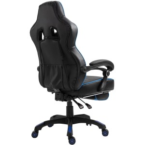Silla gaming SENNA, reposapiés extensible, con cojines incluidos, en piel color negro