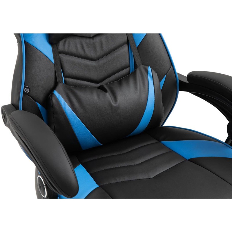 Silla gaming SENNA, reposapiés extensible, con cojines incluidos, en piel color negro
