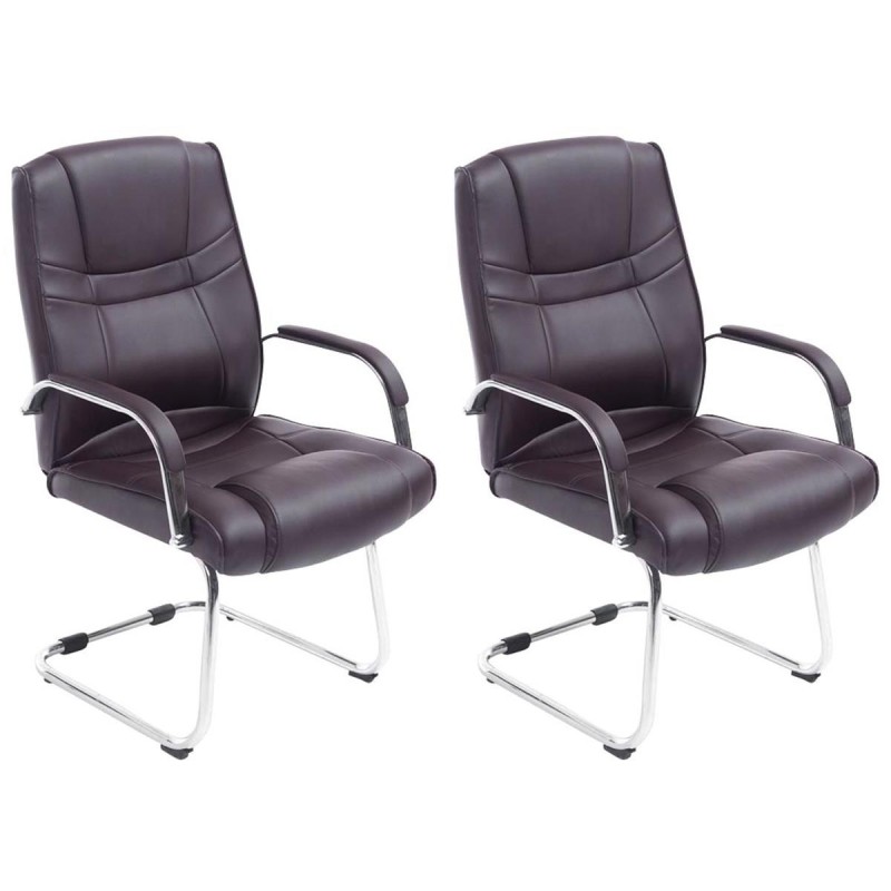 Lote de dos sillas de confidente DENVER, estructura metálica, en piel color negro