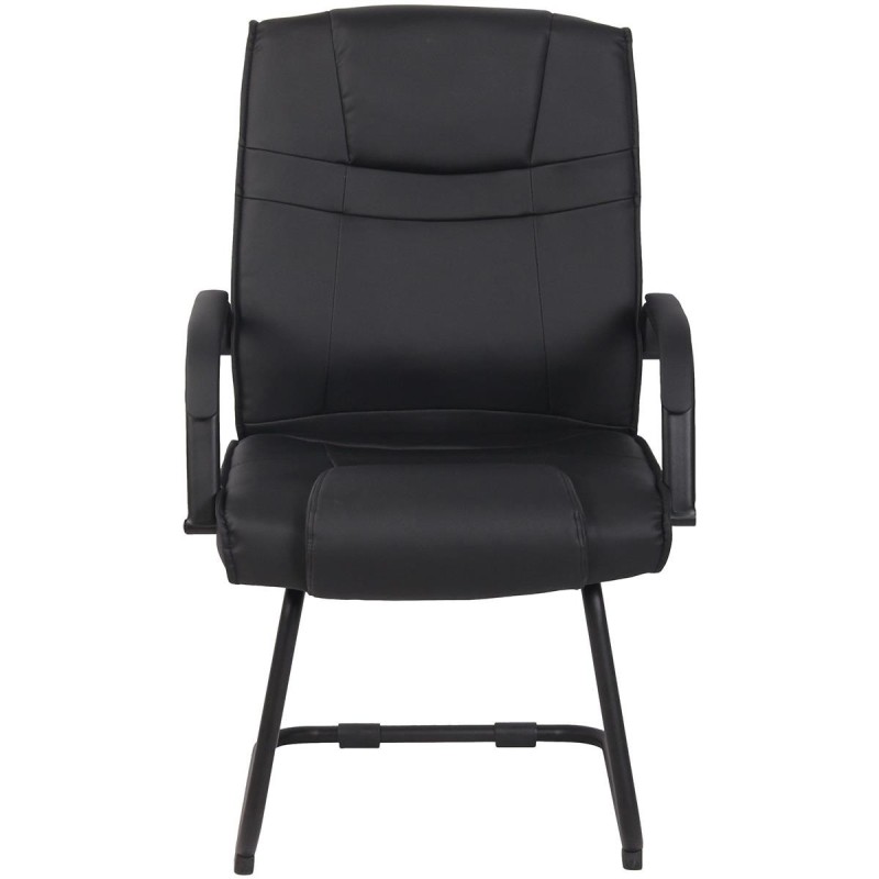 Lote de dos sillas de confidente DENVER, estructura metálica, en piel color negro