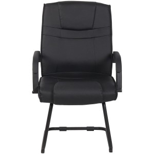 Lote de dos sillas de confidente DENVER, estructura metálica, en piel color negro
