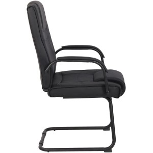 Lote de dos sillas de confidente DENVER, estructura metálica, en piel color negro