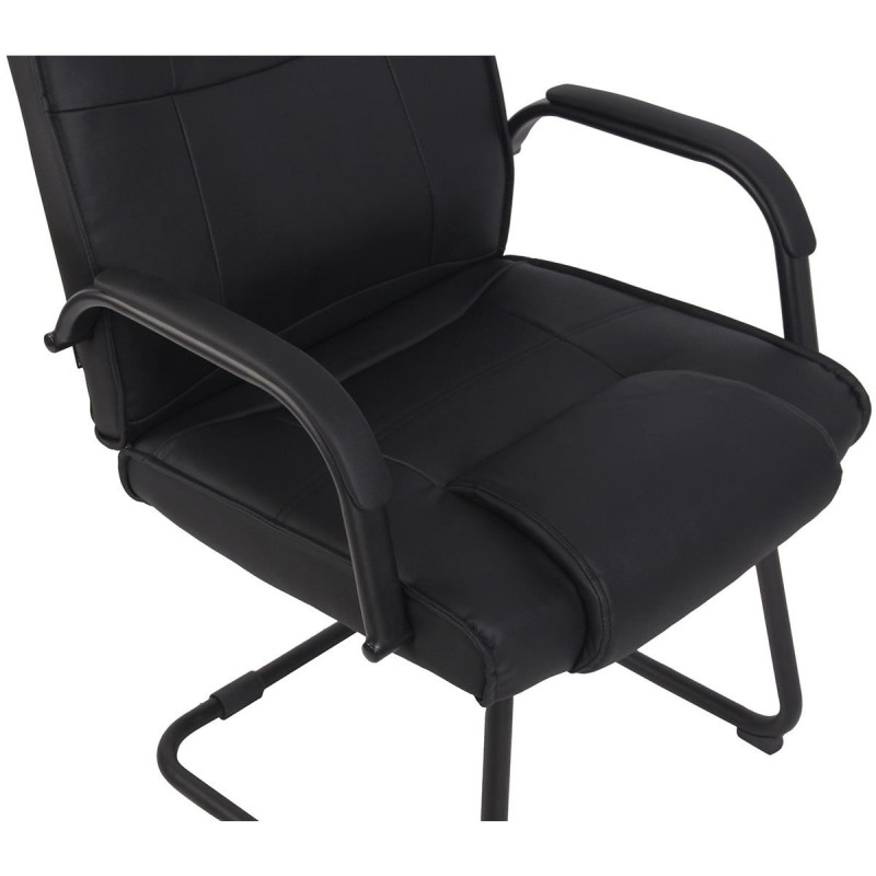 Lote de dos sillas de confidente DENVER, estructura metálica, en piel color negro