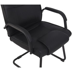 Lote de dos sillas de confidente DENVER, estructura metálica, en piel color negro
