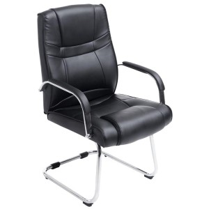 Lote de dos sillas de confidente DENVER, estructura metálica, en piel color negro