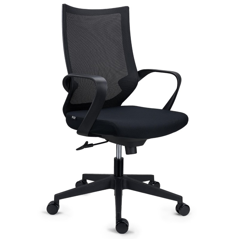Silla de Oficina SINTRA, respaldo de malla transpirable, En Negro