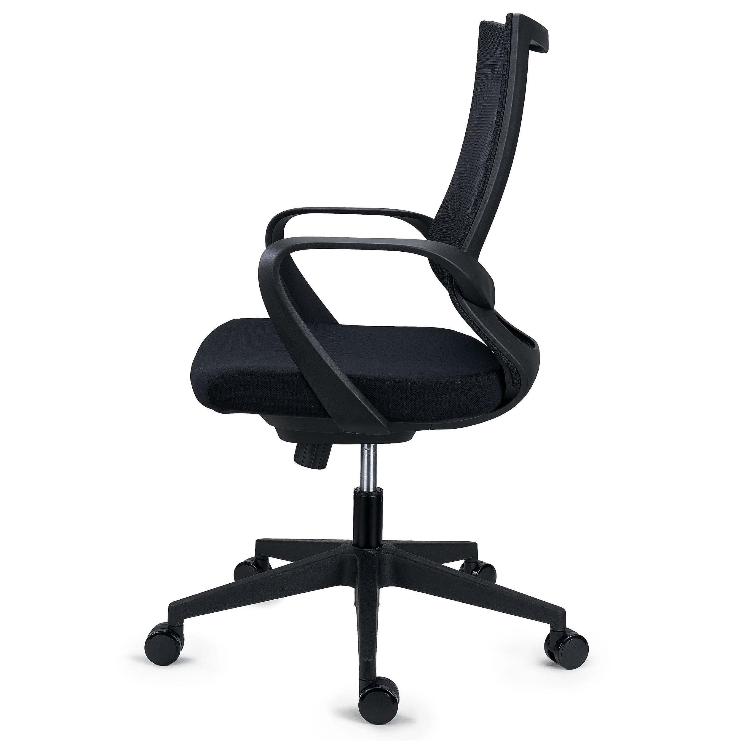 Silla de oficina SINTRA, Ergonómica, Diseño Moderno, en Malla Transpirable y Tela, en Negro