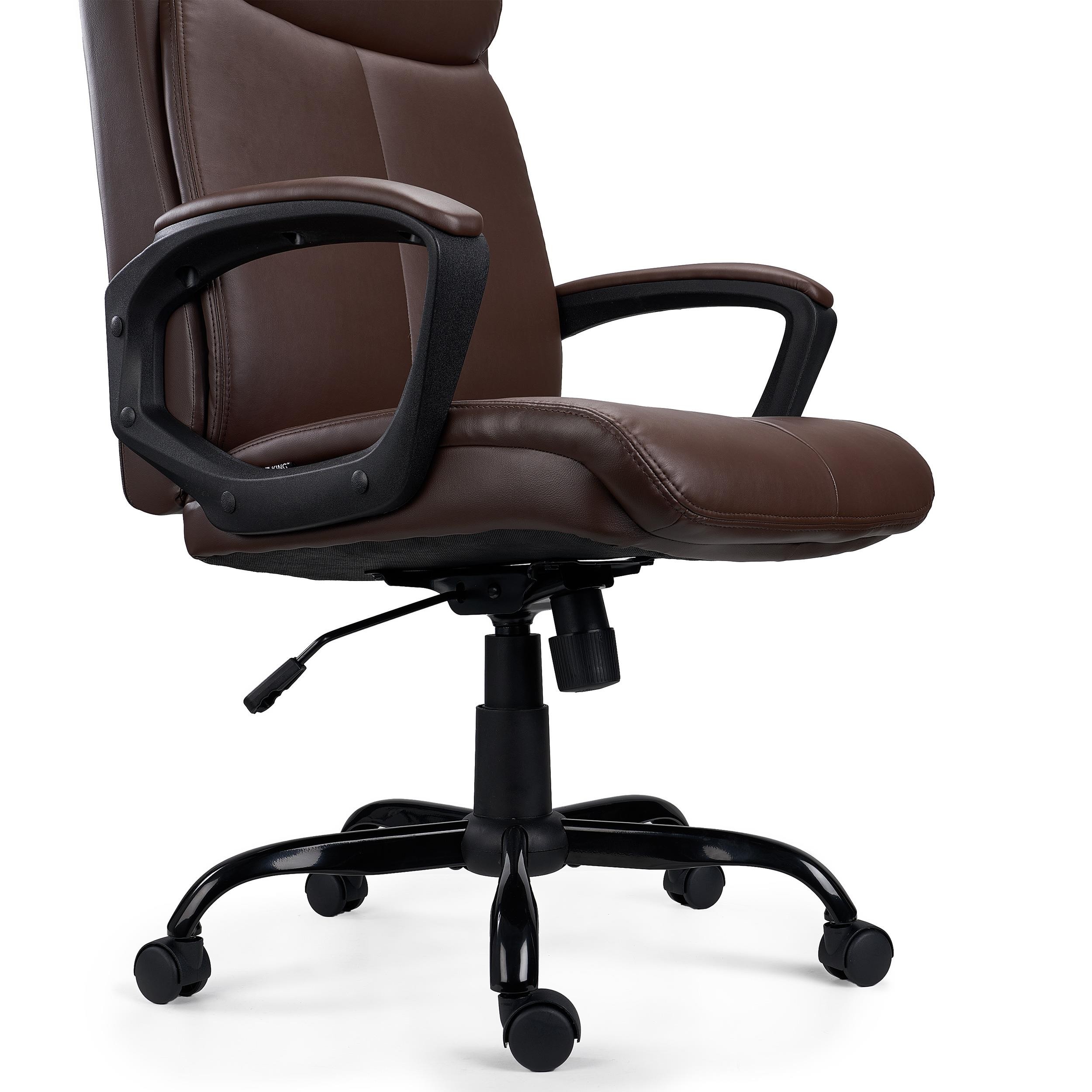 Sillón de Oficina COSMO, Diseño Elegante, Confortable, Base Metálica, en Piel Negra
