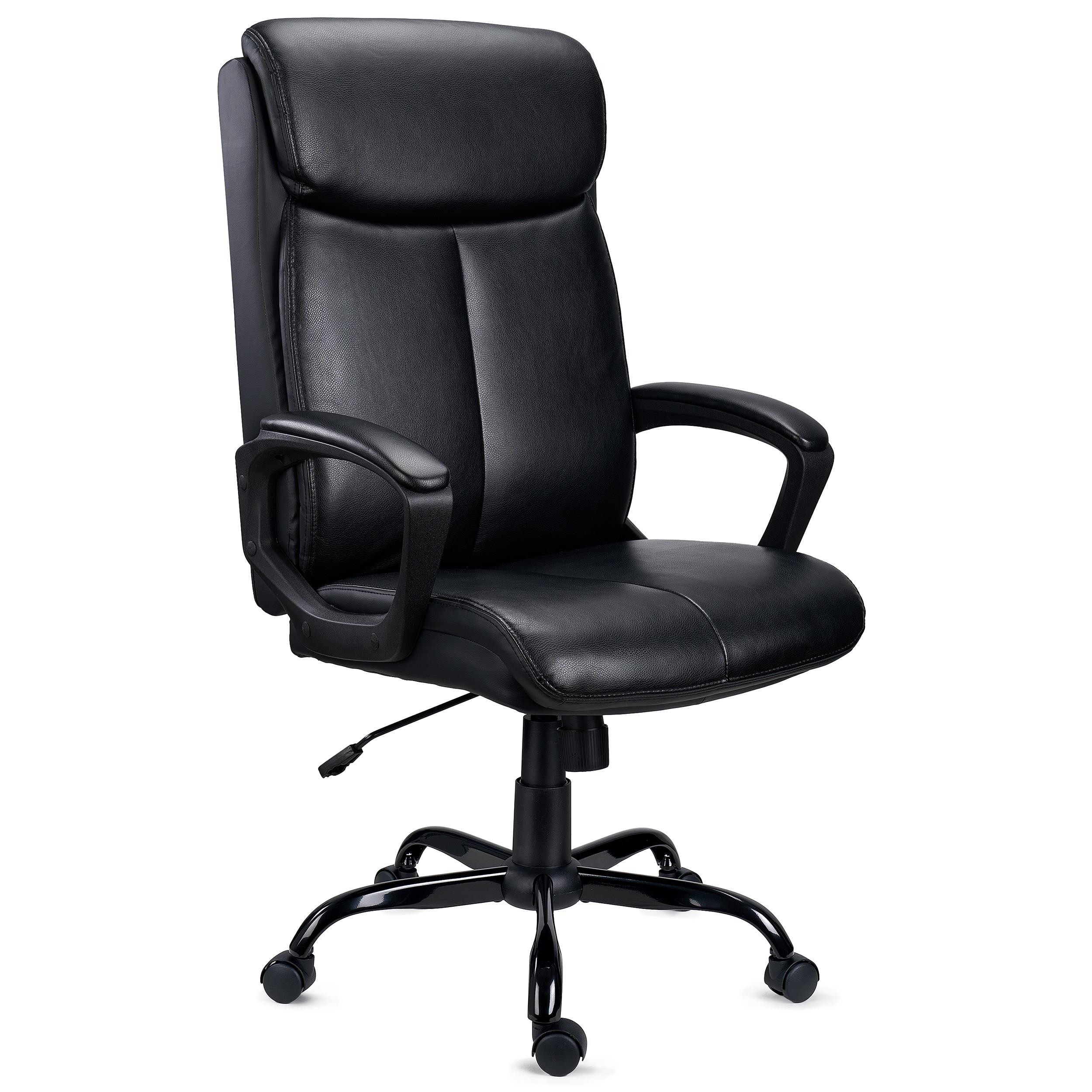 Sillón de Oficina COSMO, Diseño Elegante, Confortable, Base Metálica, en Piel Negra