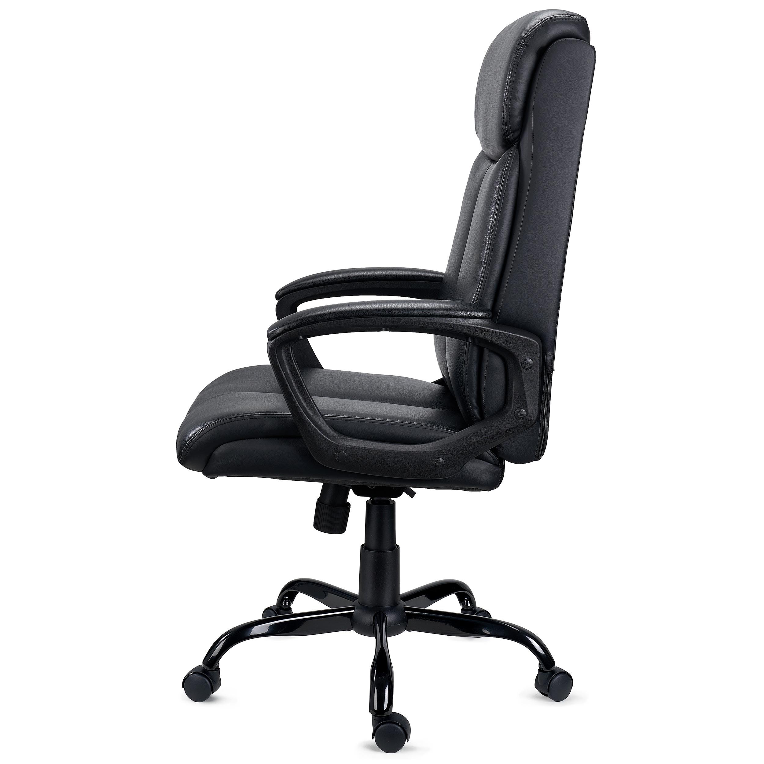Sillón de Oficina COSMO, Diseño Elegante, Confortable, Base Metálica, en Piel Negra