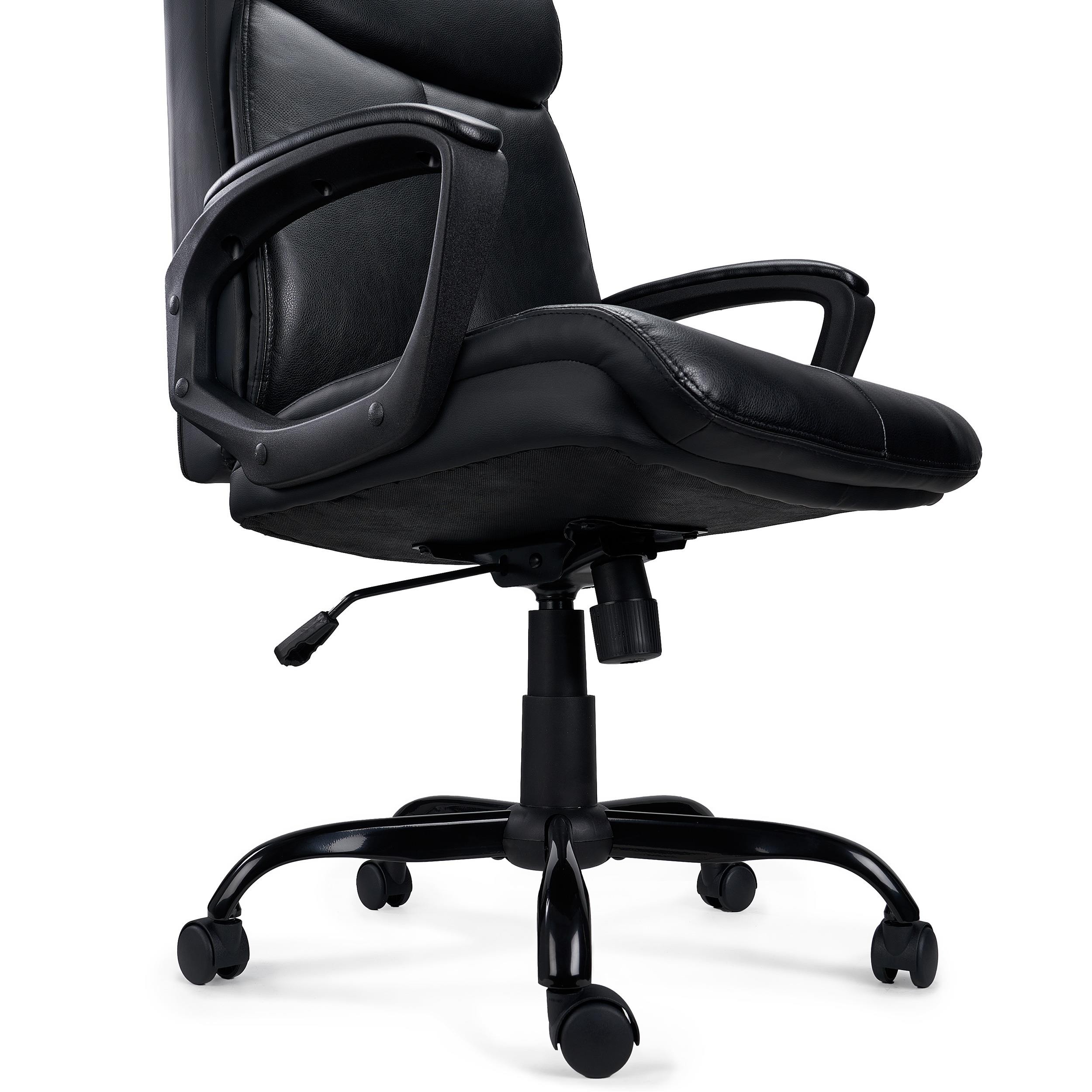 Sillón de Oficina COSMO, Diseño Elegante, Confortable, Base Metálica, en Piel Negra