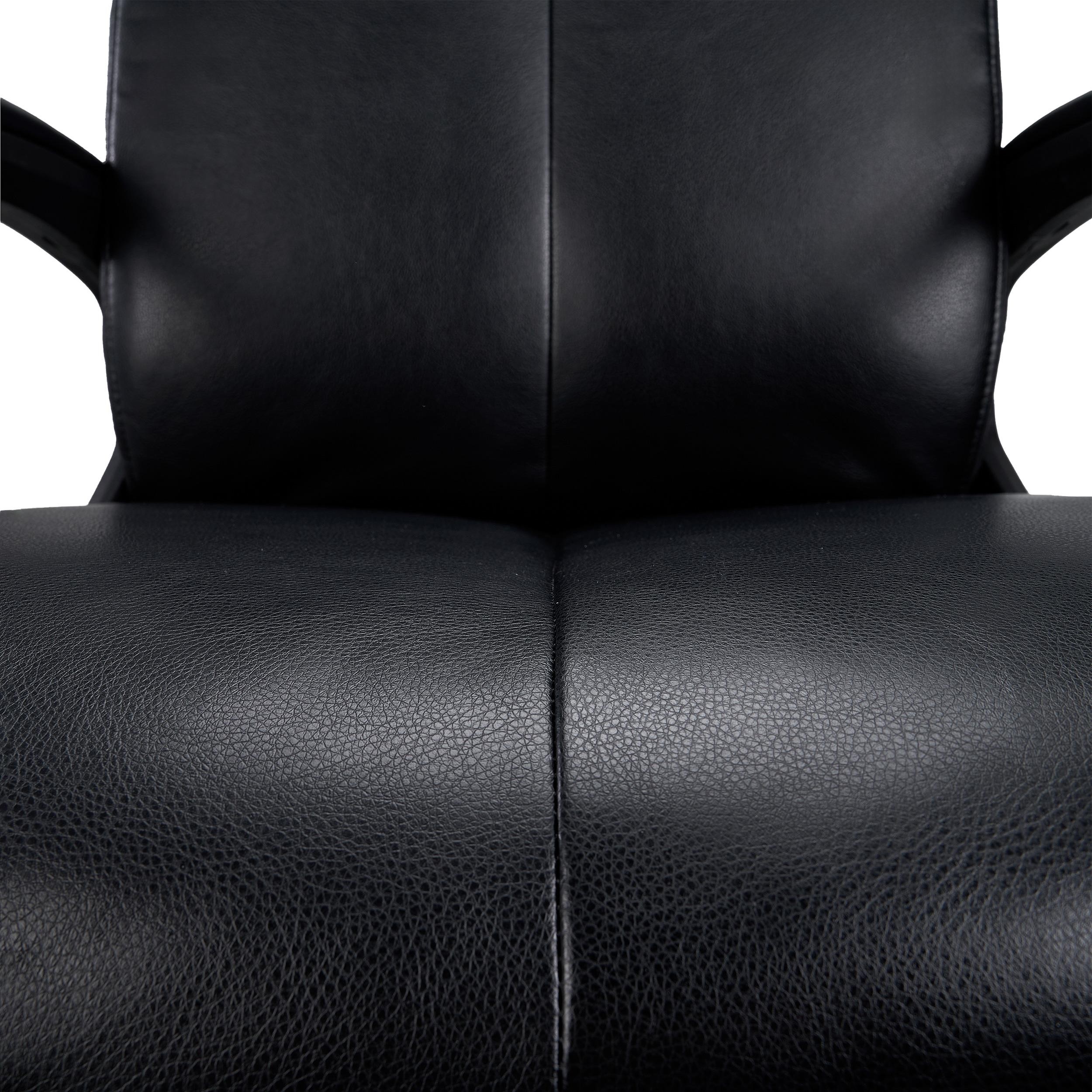 Sillón de Oficina COSMO, Diseño Elegante, Confortable, Base Metálica, en Piel Negra