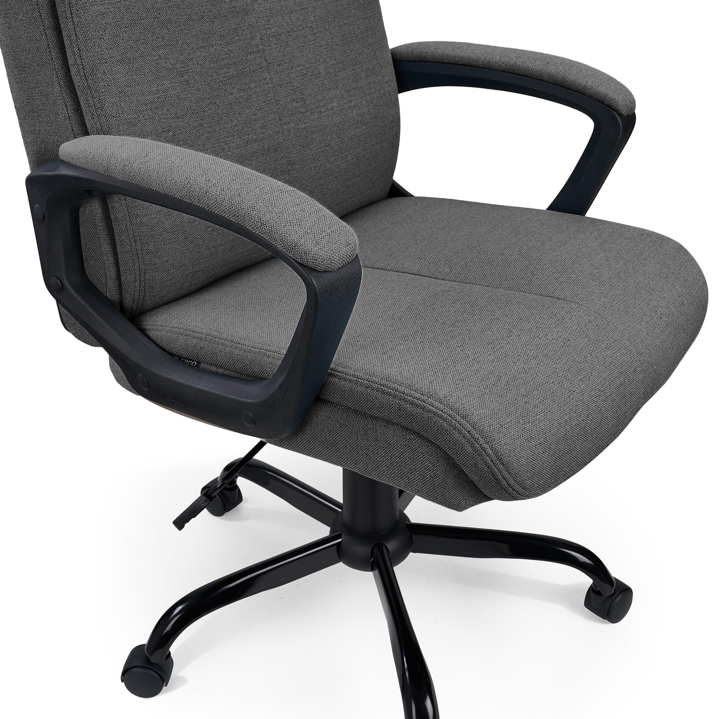 Sillón de Oficina COSMO, Diseño Elegante, Confortable, Base Metálica, en Tela Gris
