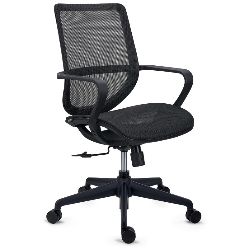 Silla de Oficina PACIFIC, asiento y respaldo en malla transpirable, en negro