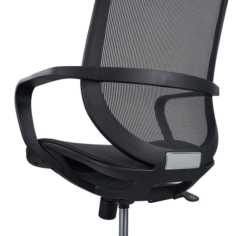 Silla de Oficina PACIFIC, asiento y respaldo en malla transpirable, en negro