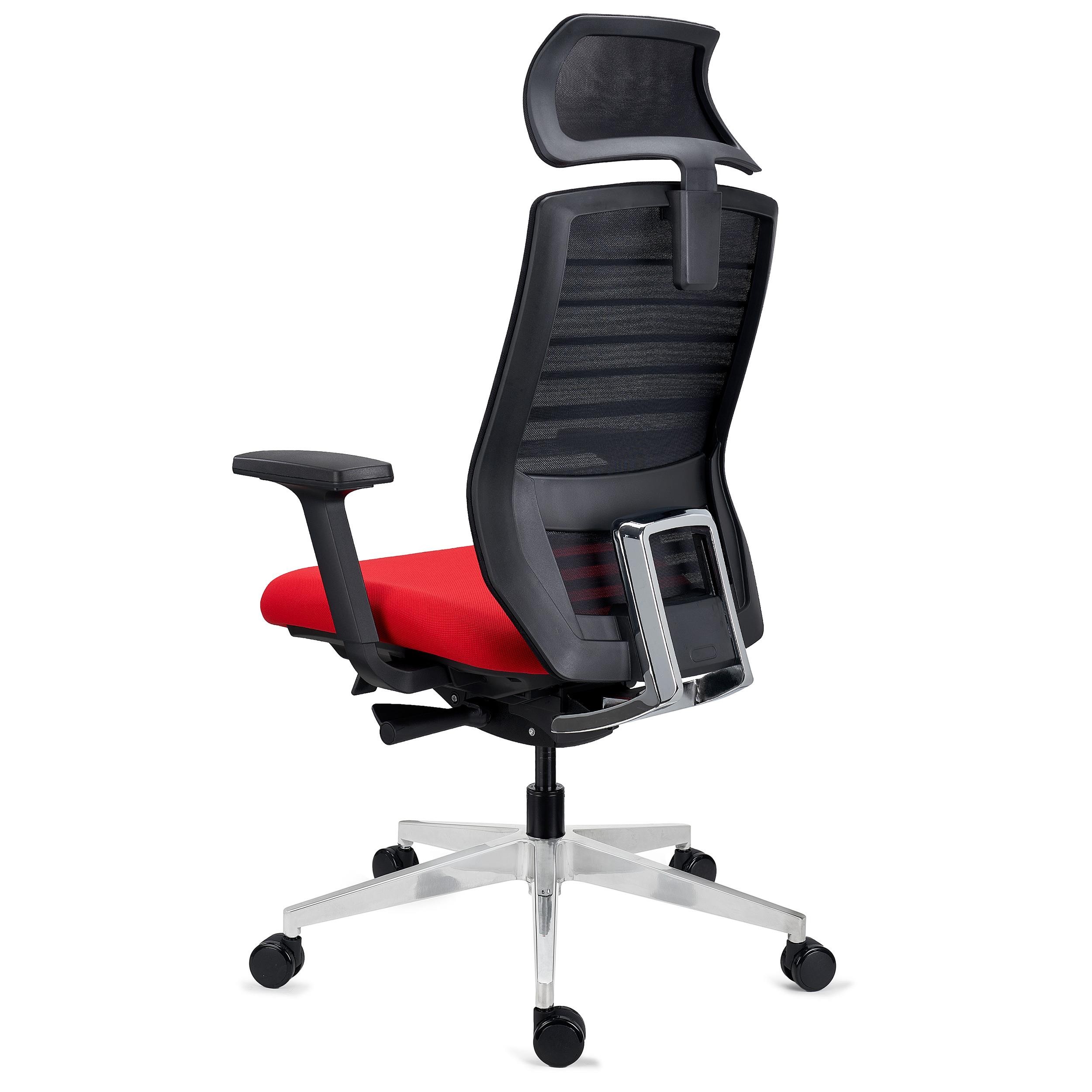 Silla Ergonómica TAURUS, Reposacabezas, Soporte Lumbar, Base Metálica Cromada, Uso 8h, en Malla Negra