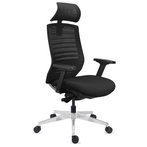 Silla Ergonómica TAURUS con Reposacabezas en Malla Negra