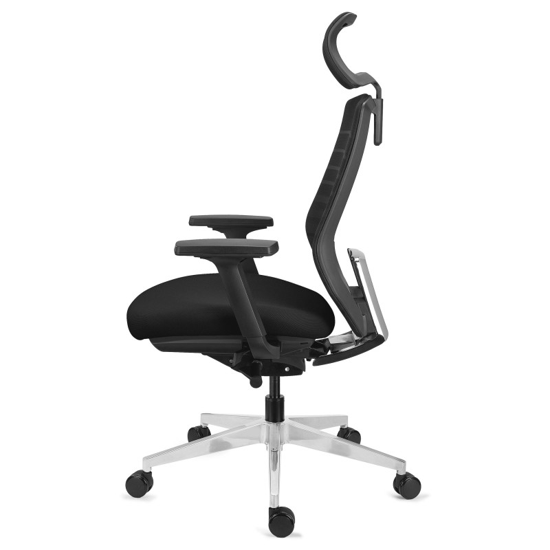 Silla Ergonómica TAURUS con Reposacabezas en Malla Negra