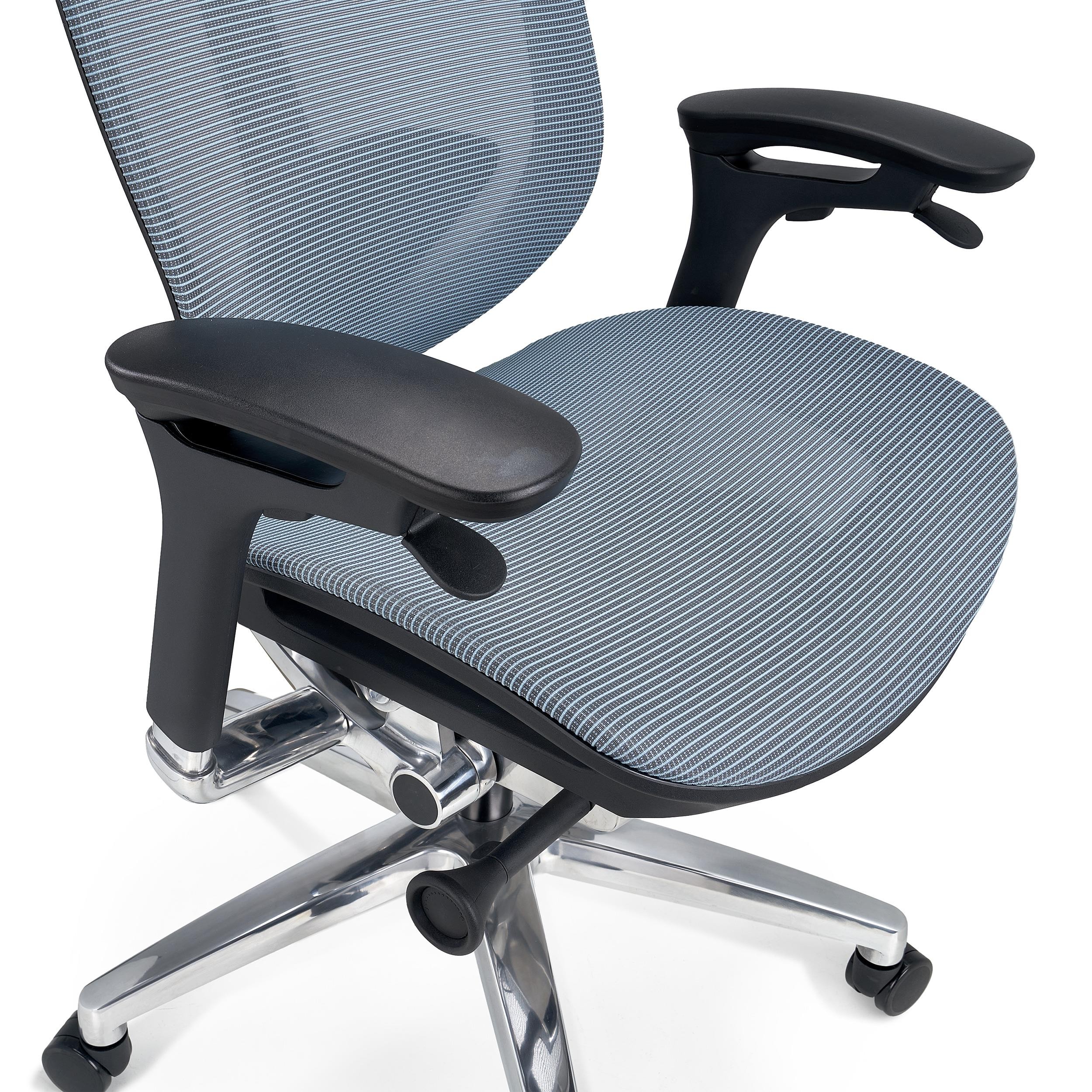 Silla Ergonómica OPTIMA, Reposacabezas, Avanzado Diseño y Tecnología, Calidad Premium, Malla Azul