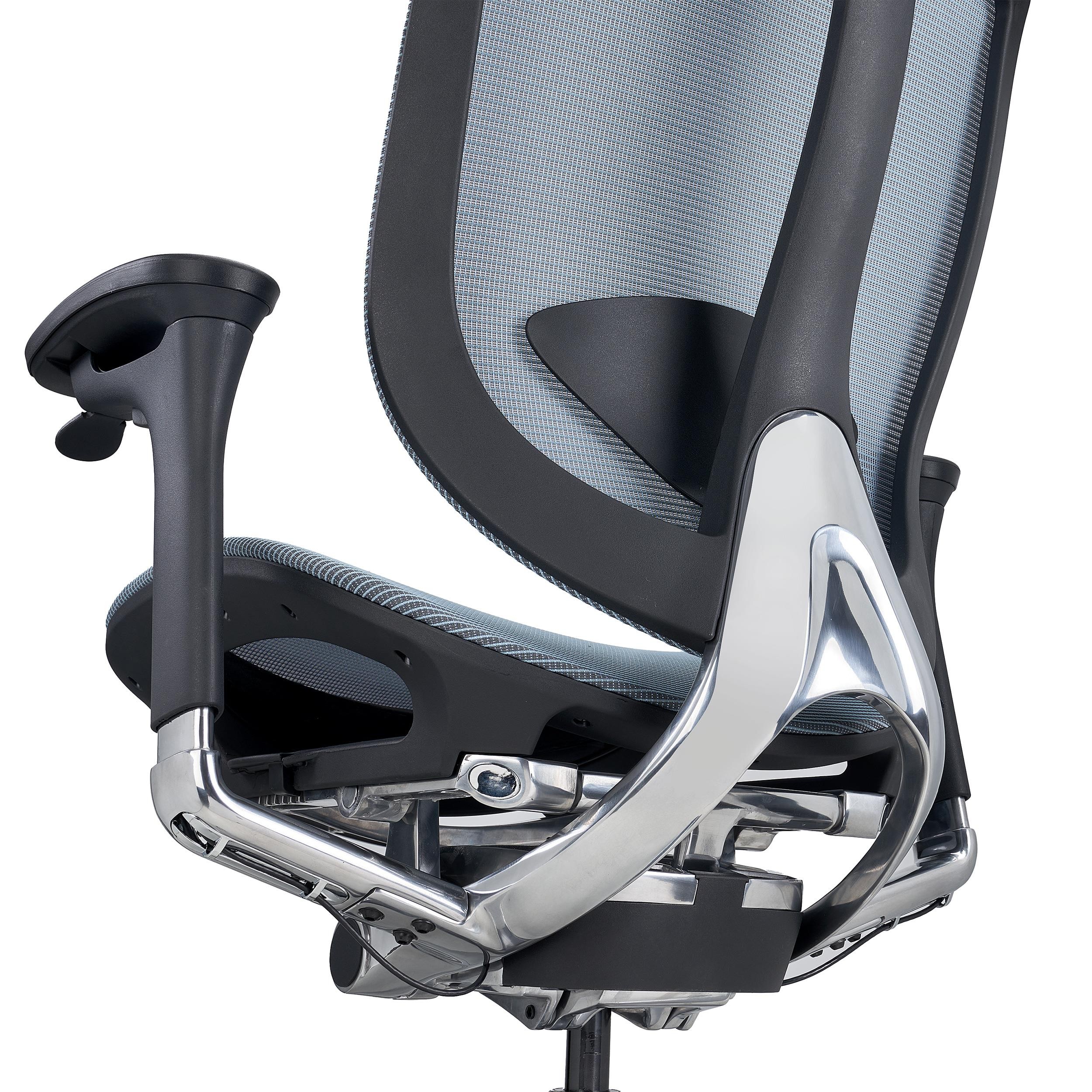 Silla Ergonómica OPTIMA, Reposacabezas, Avanzado Diseño y Tecnología, Calidad Premium, Malla Azul