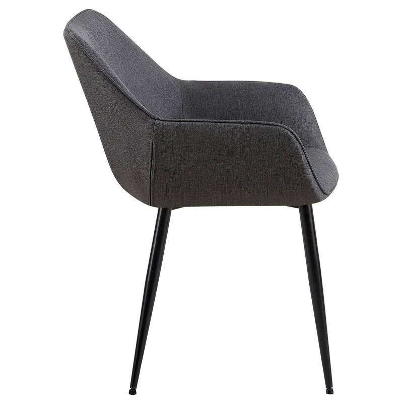 Silla de Confidente MAYA, Patas Negras, en Tela color Negro