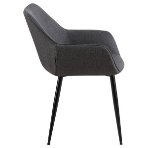 Silla de Confidente MAYA, Patas Negras, en Tela color Negro