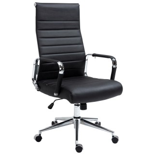 Silla de Oficina KOLMU PIEL REAL, base de metal, negro
