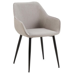 Silla de Confidente MAYA, Patas Negras, en Tela color Negro