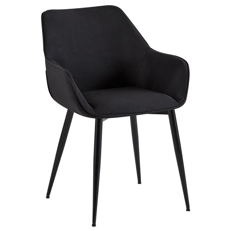 Silla de Confidente MAYA, Patas Negras, en Tela color Negro