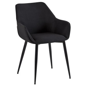Silla de Confidente MAYA, Patas Negras, en Tela color Negro