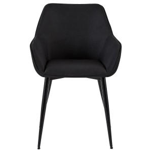 Silla de Confidente MAYA, Patas Negras, en Tela color Negro