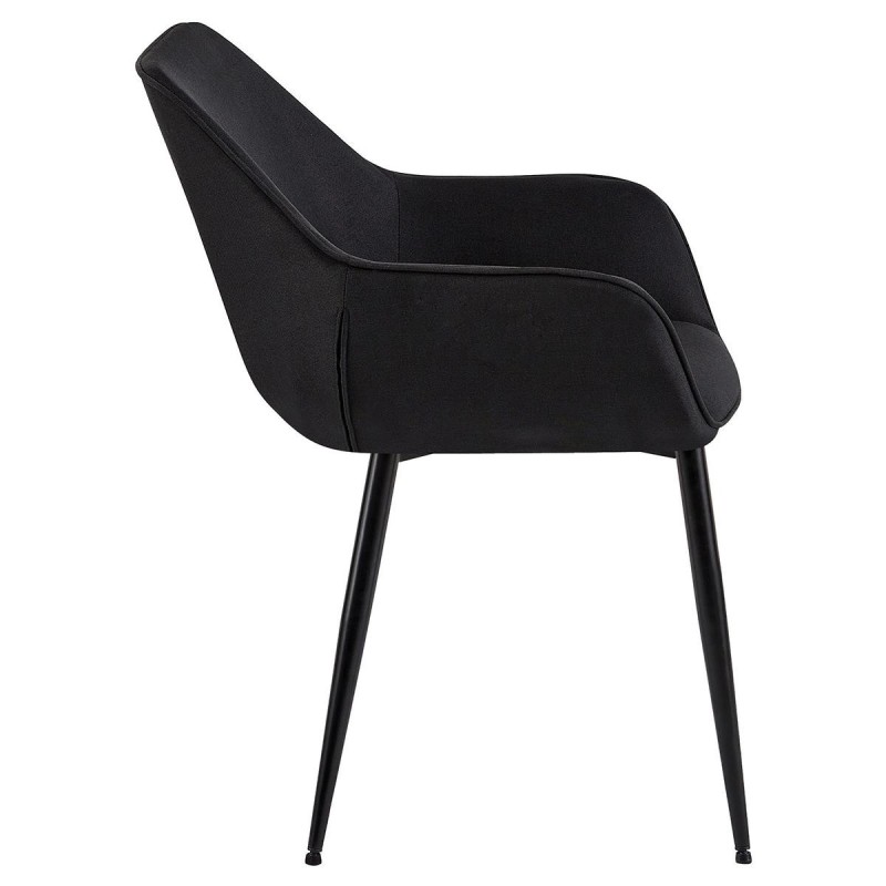 Silla de Confidente MAYA, Patas Negras, en Tela color Negro