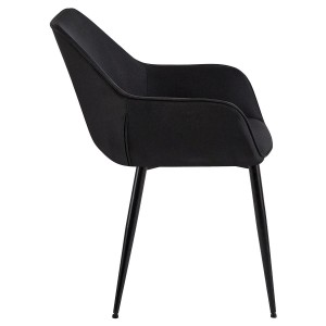 Silla de Confidente MAYA, Patas Negras, en Tela color Negro