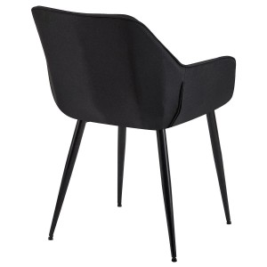 Silla de Confidente MAYA, Patas Negras, en Tela color Negro