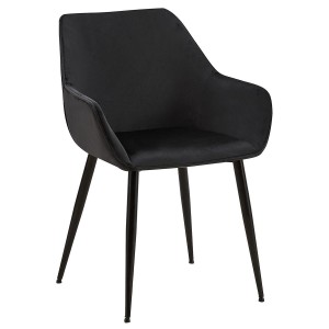 Silla de Confidente MAYA, Patas Negras, en Terciopelo color Negro