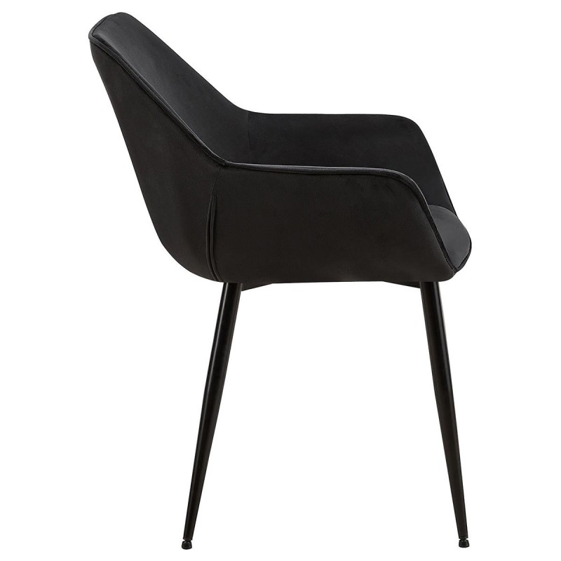 Silla de Confidente MAYA, Patas Negras, en Terciopelo color Negro
