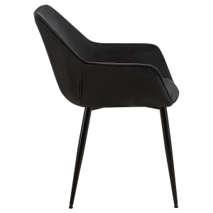 Silla de Confidente MAYA, Patas Negras, en Terciopelo color Negro