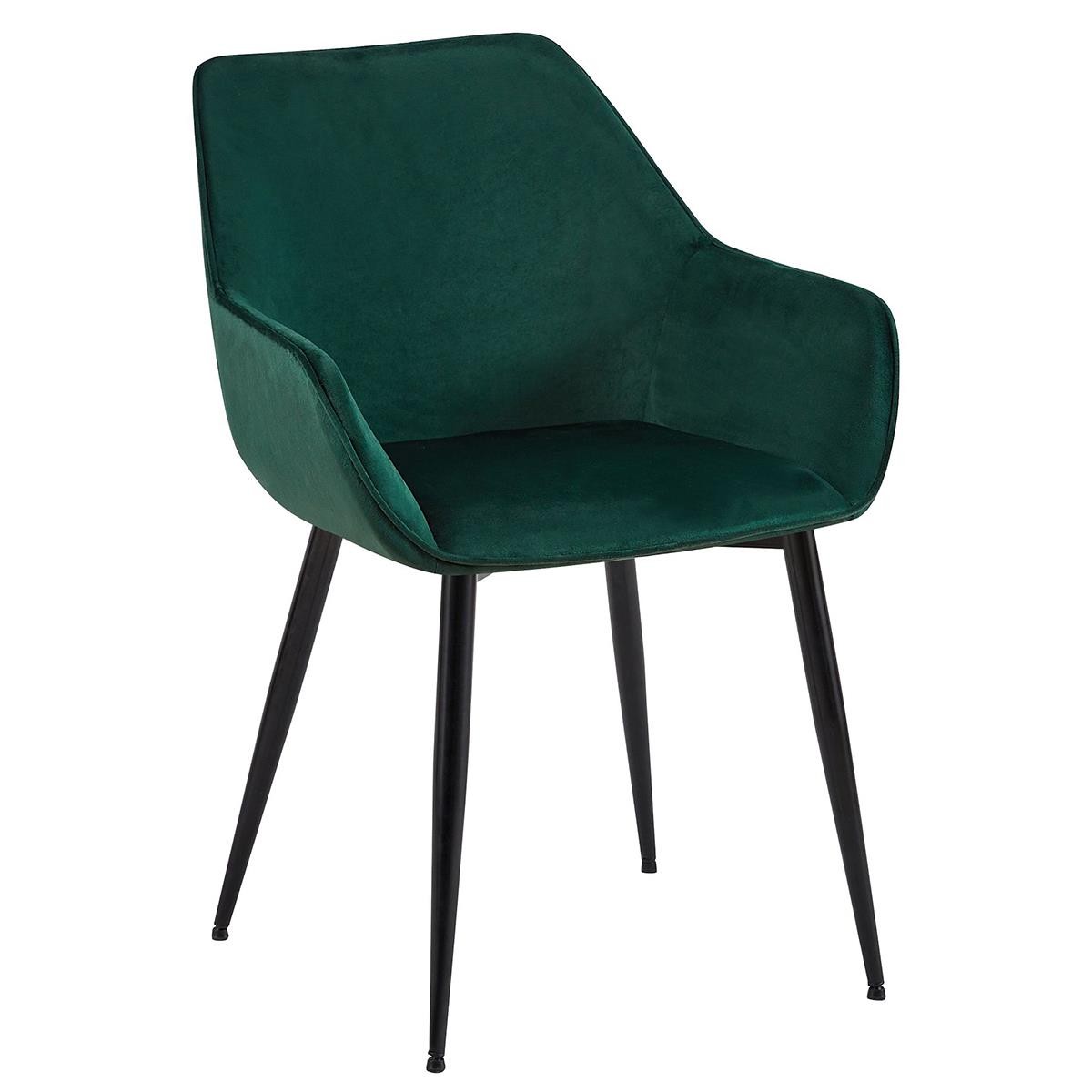 Silla de Confidente MAYA, Tapizado de Terciopelo, Patas Negras, en color Negro