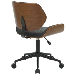 Silla de Oficina SAOKO en Madera Nogal y Piel color Negro 2