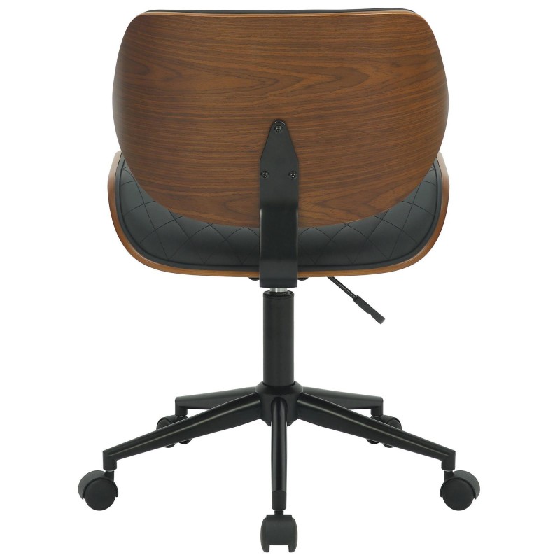 Silla de Oficina SAOKO en Madera Nogal y Piel color Negro