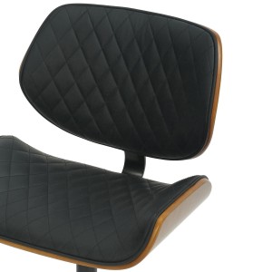 Silla de Oficina SAOKO en Madera Nogal y Piel color Negro