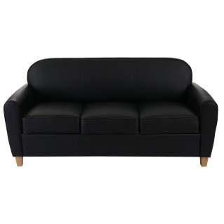 Sofá de 3 plazas ARTIS, elegante diseño y gran acolchado, piel negro