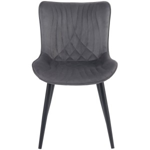 Silla de Confidente KIMET, Patas Metálicas, en Terciopelo color Negro