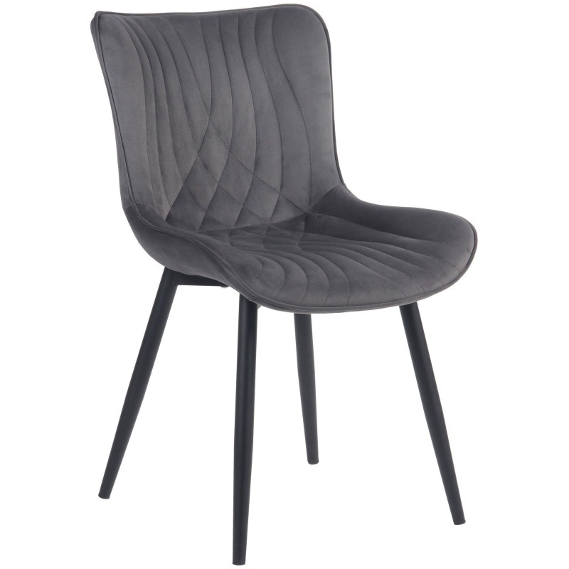 Silla de Confidente KIMET, Patas Metálicas, en Terciopelo color Negro