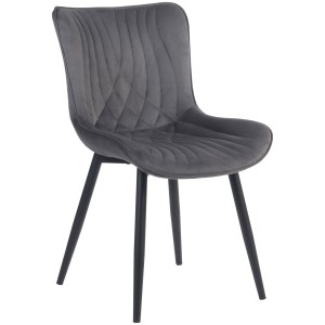 Silla de Confidente KIMET, Patas Metálicas, en Terciopelo color Negro